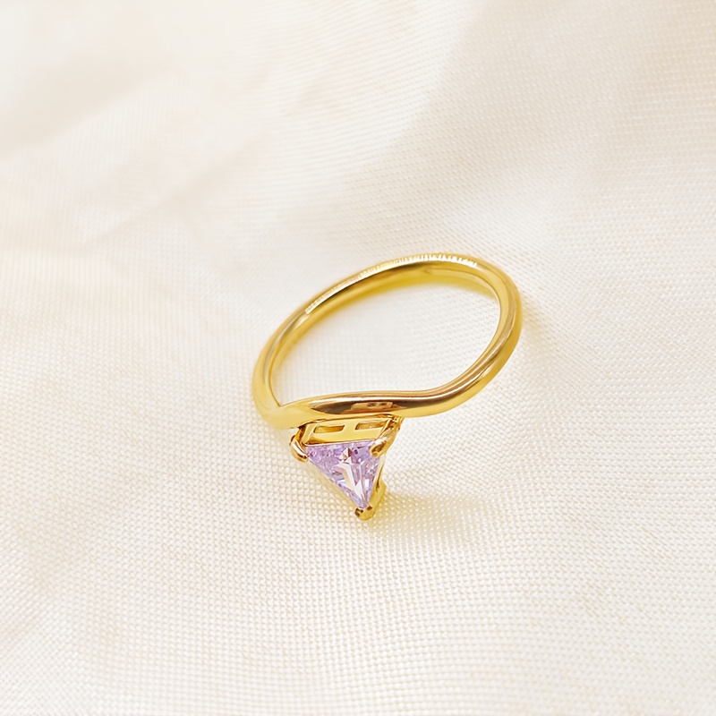 Women's Minimalist Stainless Steel Triangle Ring, Birthday Gift